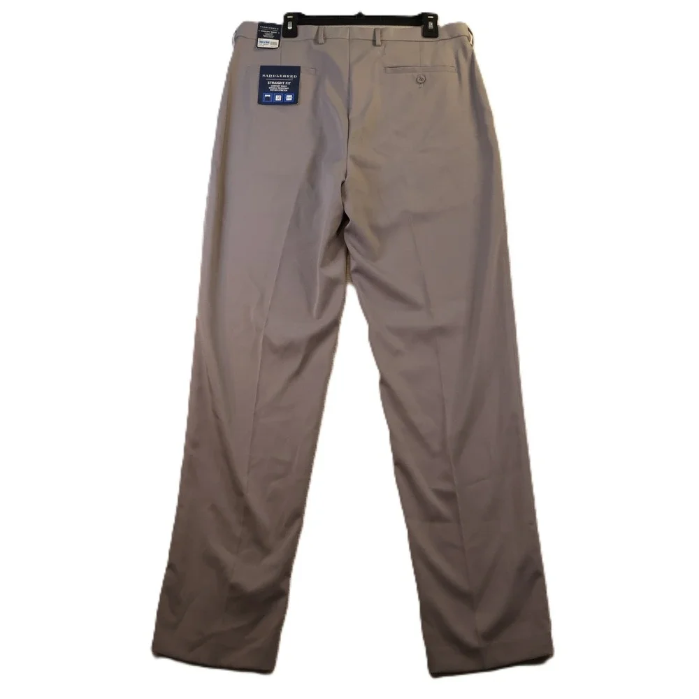 Saddlebred Mens 36x34 Straight Fit Dress Pants Gray Comfort Waist Stretch NWT